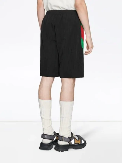 Shop Gucci Nylon Shorts With Web Intarsia In Black
