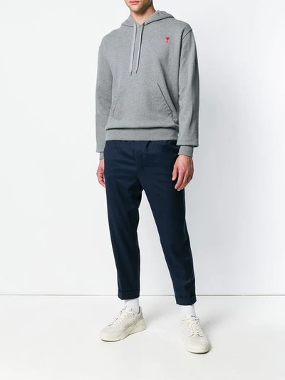 Shop Ami Alexandre Mattiussi 'ami De Coeur' Kapuzenpullover In Grey