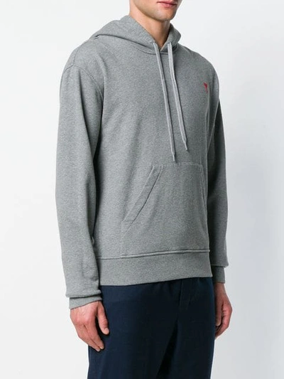 Shop Ami Alexandre Mattiussi 'ami De Coeur' Kapuzenpullover In Grey