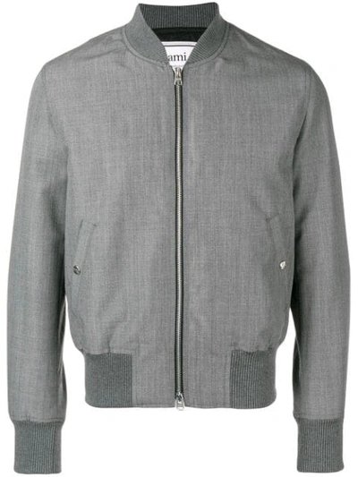 Shop Ami Alexandre Mattiussi Zipped Bomber Jacket In Grey