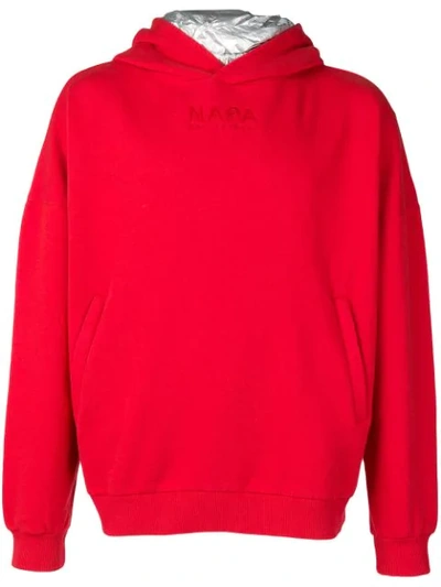 Shop Napa By Martine Rose Embroidered Logo Hoodie In Red