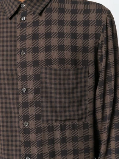 Shop Qasimi Contrast Check Shirt In Brown