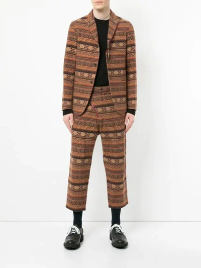 Shop Yohji Yamamoto Vintage Patterned Two Piece Suit - Brown