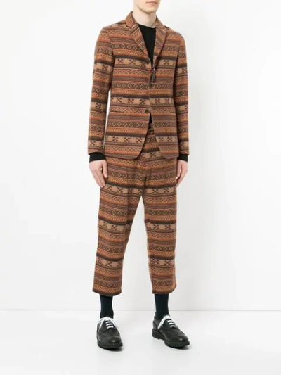 Shop Yohji Yamamoto Vintage Patterned Two Piece Suit - Brown