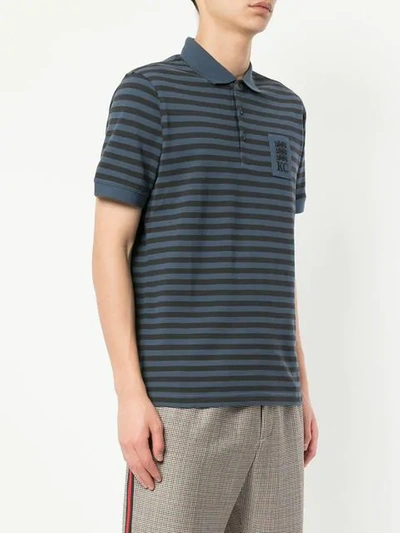 Shop Kent & Curwen Striped Shortsleeved Polo Shirt In Blue