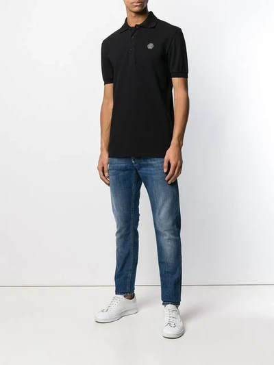 Shop Philipp Plein Logo Plaque Polo Shirt In Black