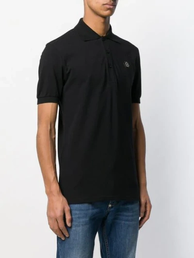 Shop Philipp Plein Logo Plaque Polo Shirt In Black