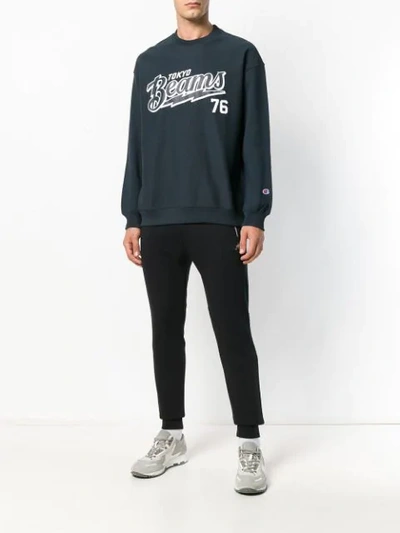 Shop Champion Printed Crew Neck Sweatshirt - Blue