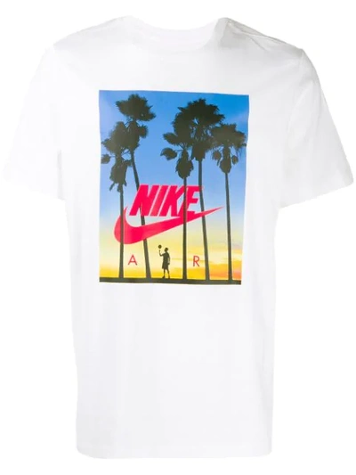 Shop Nike Palm Tree Print T-shirt In 100 White