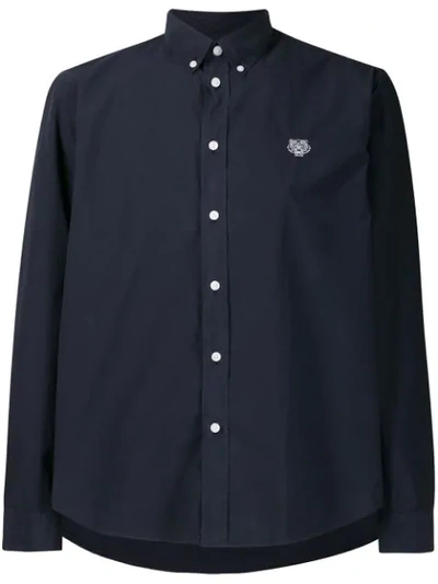 Shop Kenzo Plain Logo Shirt In Blue