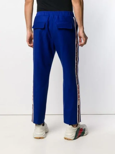Shop Gucci Regular Fit Track Trousers In Blue