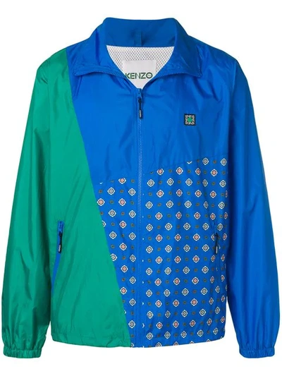 Shop Kenzo Colour Block Printed Jacket In Blue