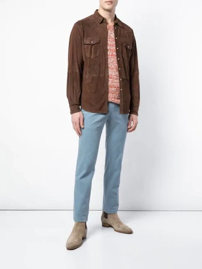 Shop Eleventy Suede Shirt In Brown