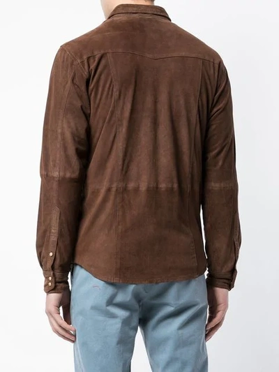 Shop Eleventy Suede Shirt In Brown
