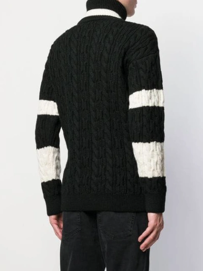 Shop Saint Laurent Roll Neck Argyle Jumper In Black