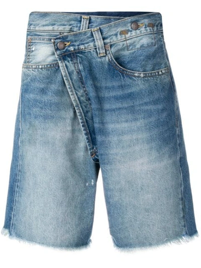 Shop R13 Asymmetric Denim Shorts In Blue