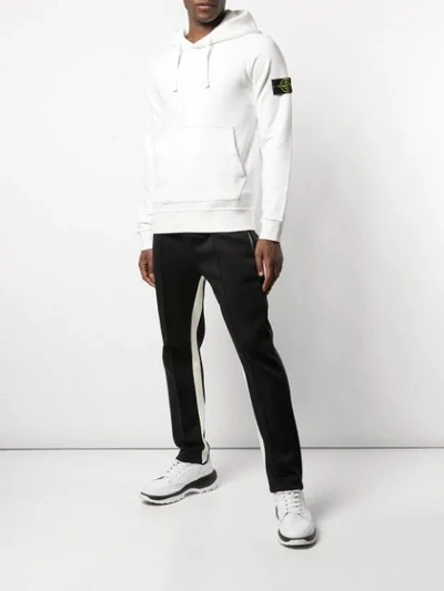 Shop Stone Island Compass Badge Hoodie In White