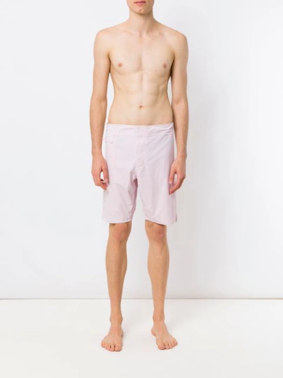 Shop Amir Slama Mid Rise Swim Shorts In Pink
