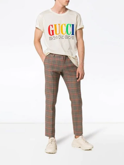 Shop Gucci Rainbow Cities Print Cotton T Shirt In 7550 Beige