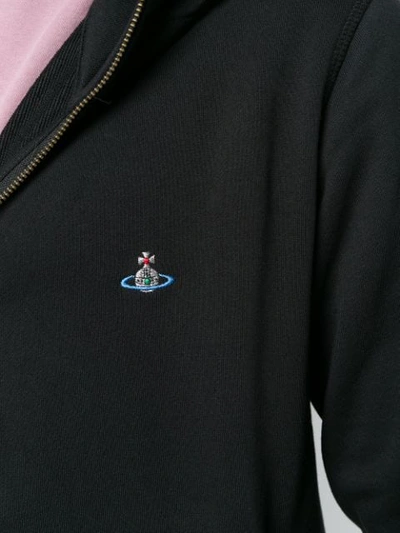Shop Vivienne Westwood Embroidered Logo Hoodie In Black