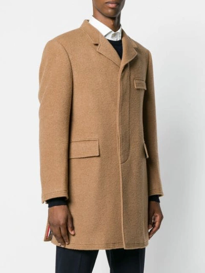 Shop Thom Browne Buttoned Up Longsleeved Coat