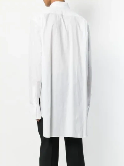 Shop Ann Demeulemeester Oversize Embroidered Pocket Shirt In White