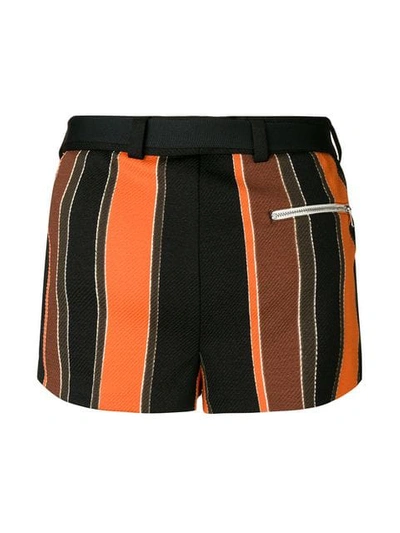 Shop Prada Striped Logo Swim Shorts In Orange