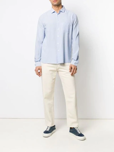 Ymc You Must Create Micro-stripe Shirt In Blue