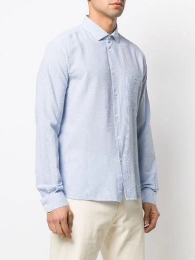 Ymc You Must Create Micro-stripe Shirt In Blue
