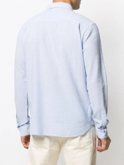Ymc You Must Create Micro-stripe Shirt In Blue