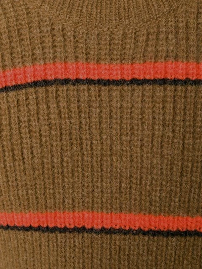 Shop Ami Alexandre Mattiussi Striped Crew Neck Sweater In Brown