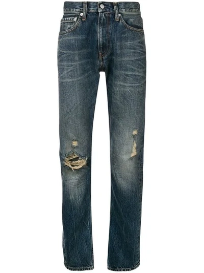 Shop Calvin Klein Jeans Est.1978 Straight Leg Ripped Knee Jeans In Blue