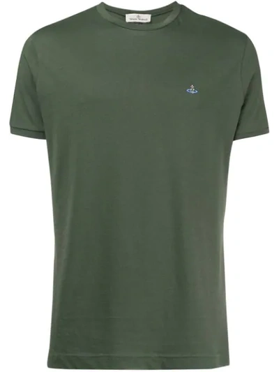 Shop Vivienne Westwood Embroidered Logo T-shirt - Green