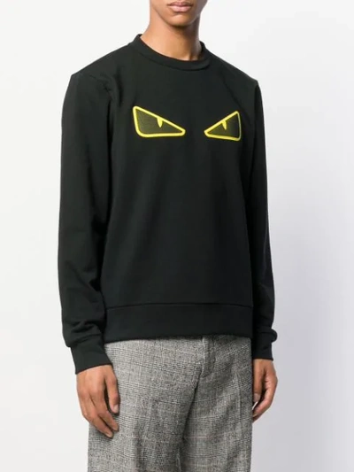 Shop Fendi Bag Bugs Eye Motif Sweater In F17w0 Black+fluo Yellow
