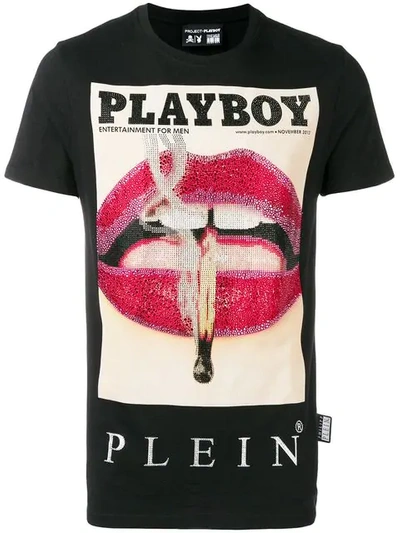 Shop Philipp Plein X Playboy Printed T-shirt In Black