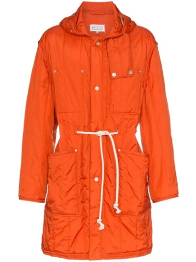 Shop Maison Margiela Orange Nylon Parka