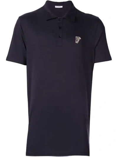 Shop Versace Poloshirt Mit Logo In Blue