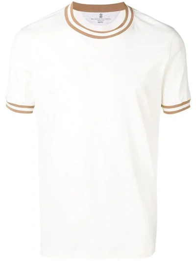 Shop Brunello Cucinelli Contrast Trim T-shirt In White