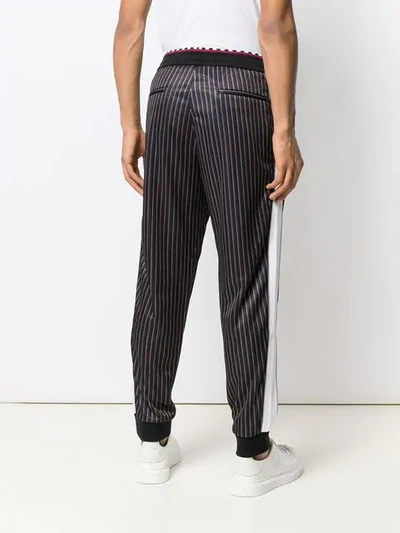 Shop Versace Team Logo Pinstripe Track Pants In Black