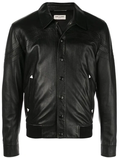 Shop Saint Laurent Snap Buttoned Jacket In Black