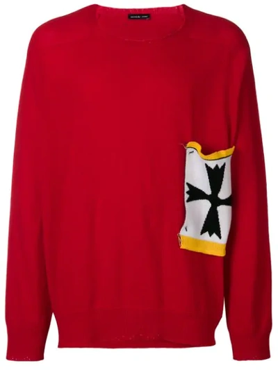 Shop Riccardo Comi Patch Crew Neck Sweater - Red