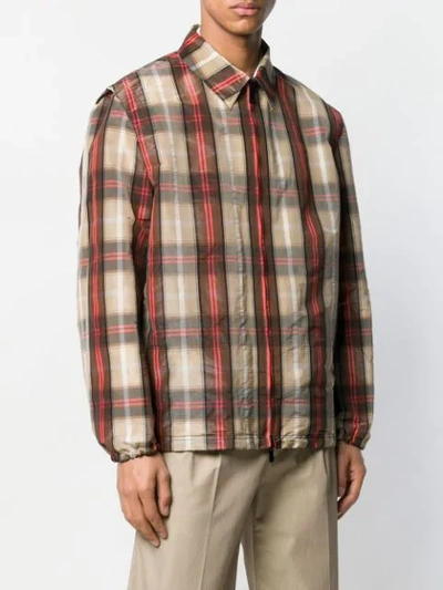 Shop Fendi Check Shirt Jacket In Brown