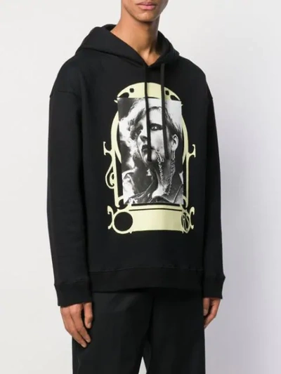 Shop Raf Simons Printed Hoodie In Black