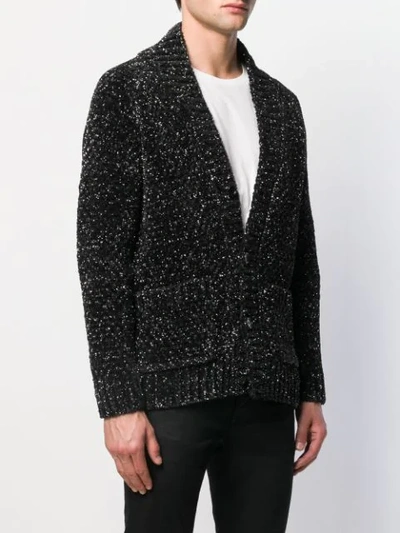 SAINT LAURENT GLITTER EFFECT V-NECK CARDIGAN - 黑色