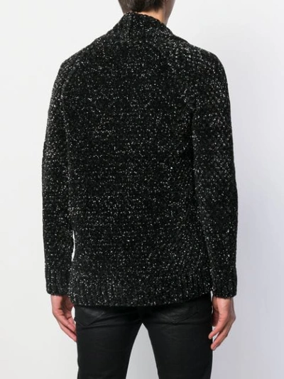 SAINT LAURENT GLITTER EFFECT V-NECK CARDIGAN - 黑色