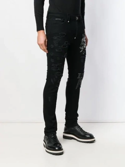 PHILIPP PLEIN 骷髅头修身牛仔裤 - 黑色