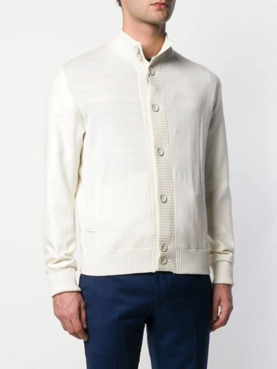 Shop Herno Ribbed Trim Cardigan In White