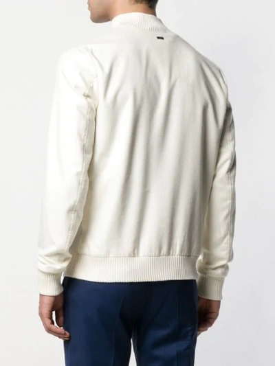 Shop Herno Ribbed Trim Cardigan In White