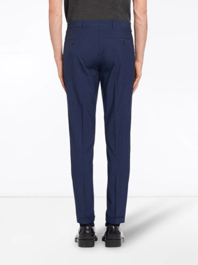 Shop Prada Wool And Cotton Trousers In Blue