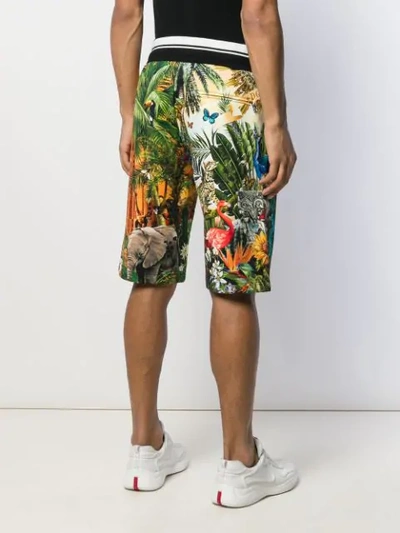 Shop Dolce & Gabbana Jungle-print Track Shorts In Green